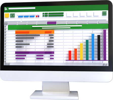 Computer Spreadsheet 3D Illustration 